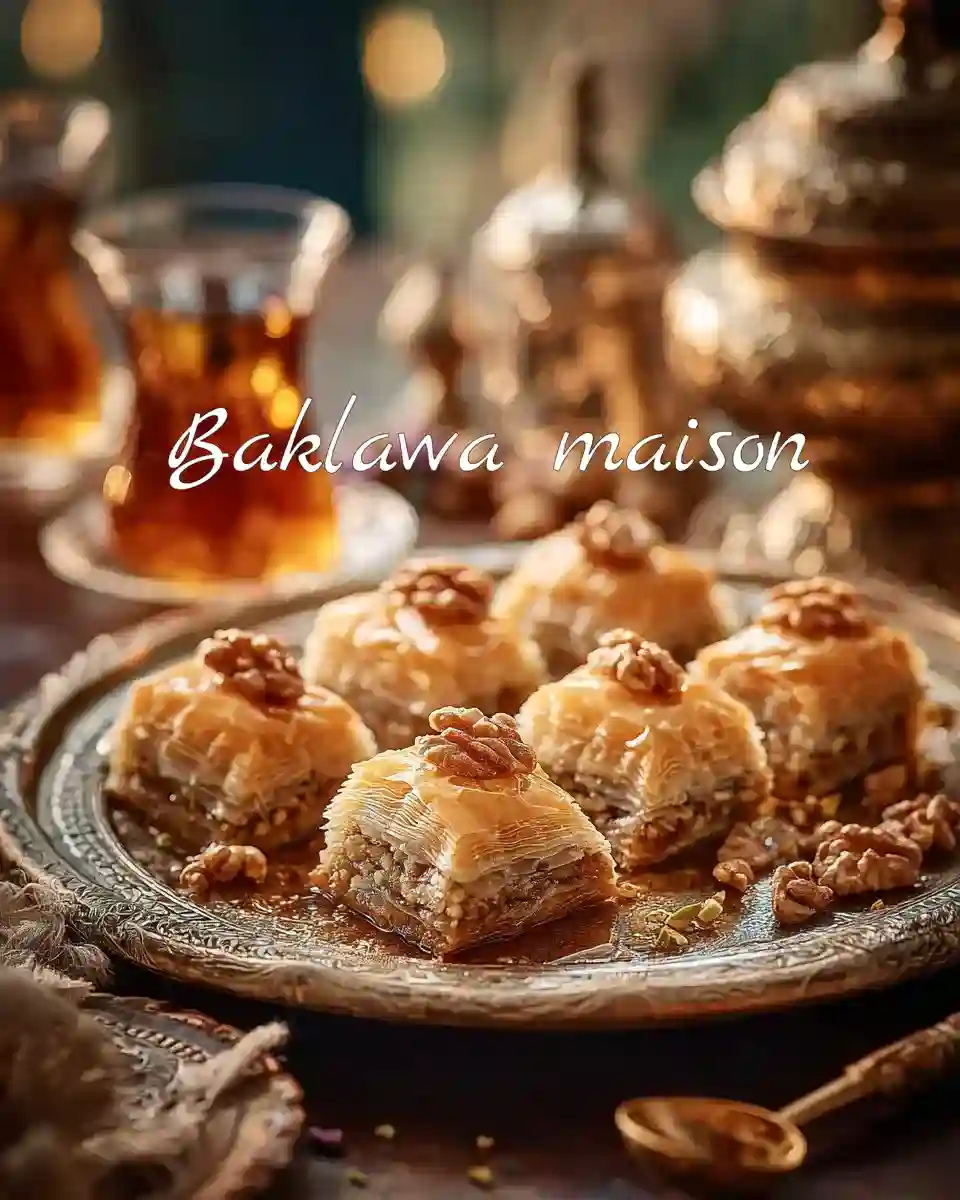 Baklawa maison dorée au miel et aux noix