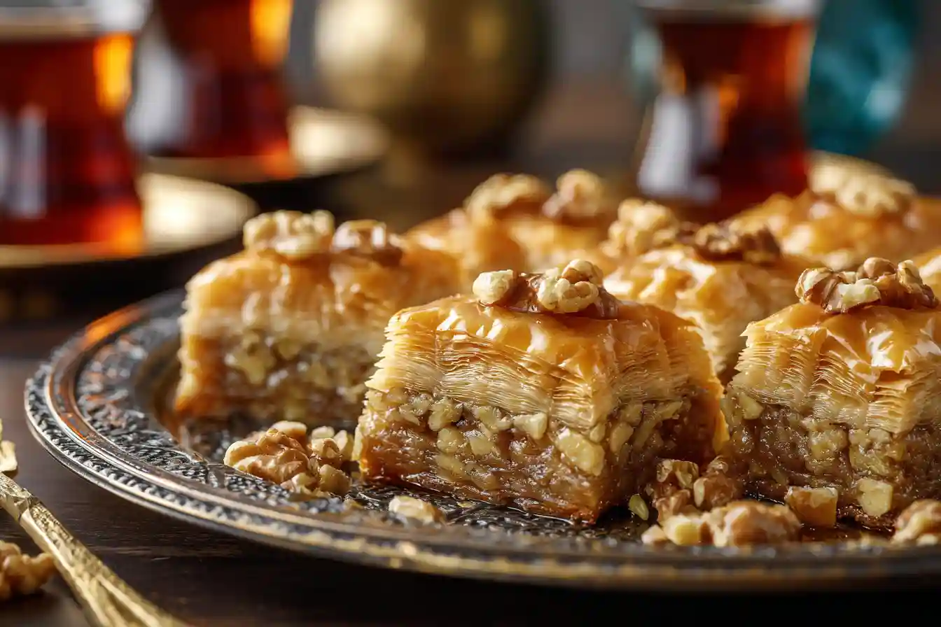 Baklawa maison dorée au miel et aux noix