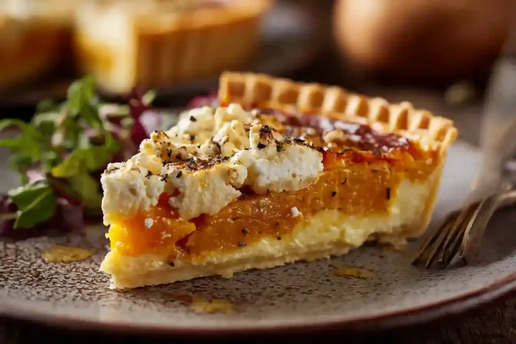 Part de tarte butternut feta à la texture fondante