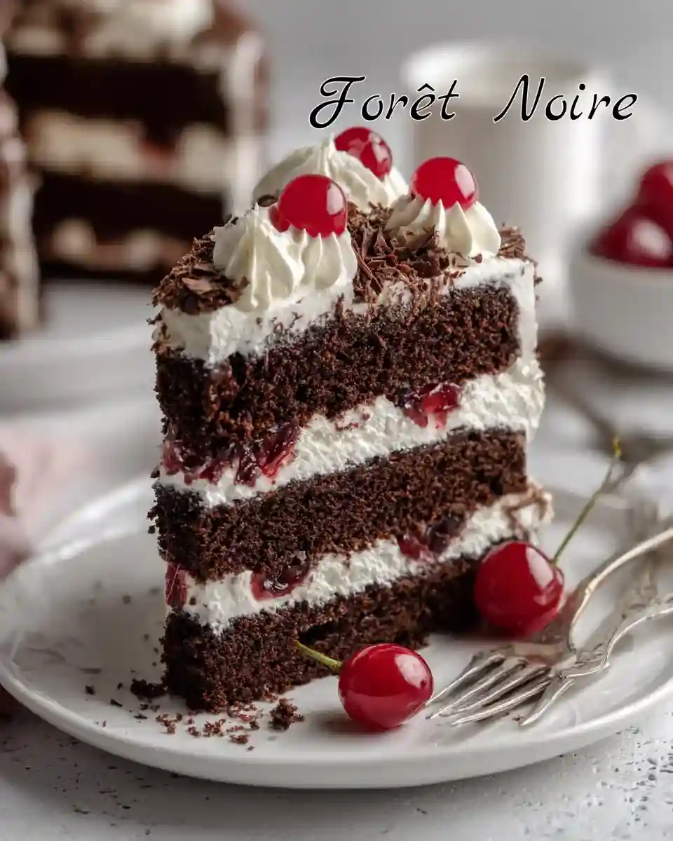 tranche de gâteau Forêt Noire maison