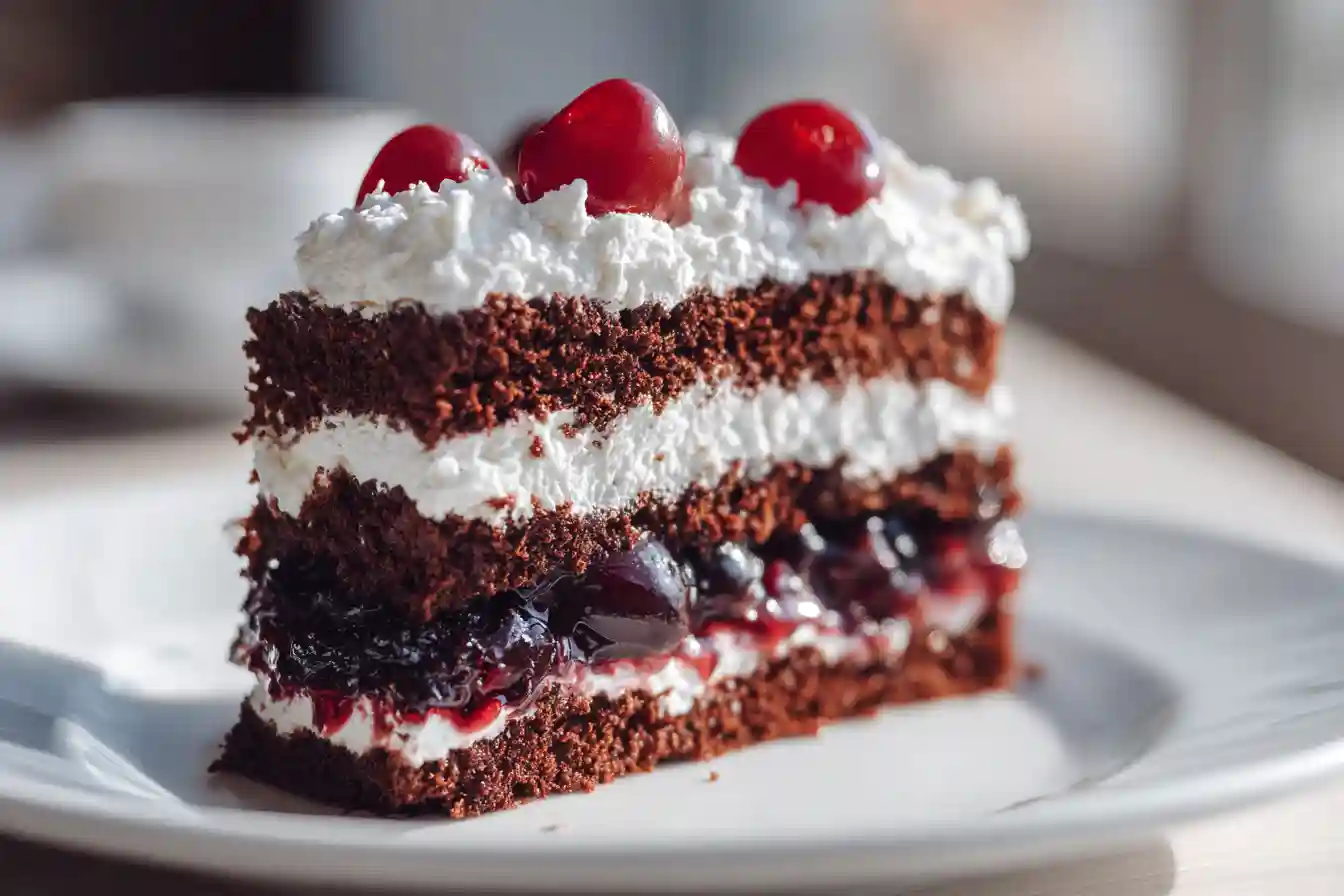 tranche de gâteau Forêt Noire maison