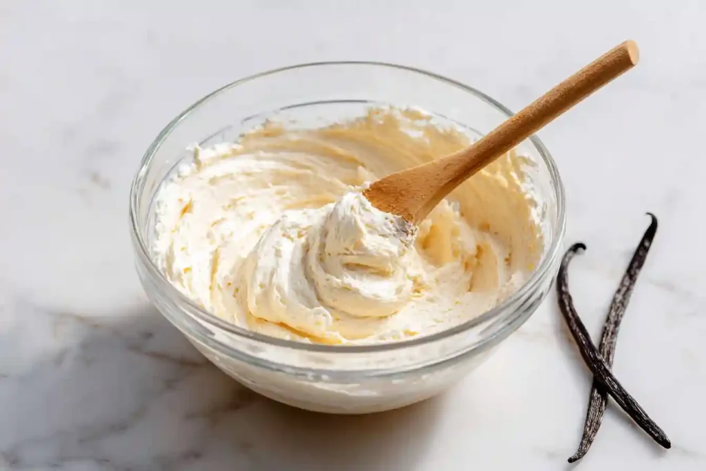 préparation du glaçage à la vanille pour gâteau aux noix