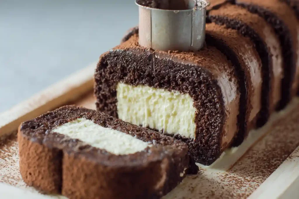 Étapes du montage de la bûche 3 chocolat avec insert
