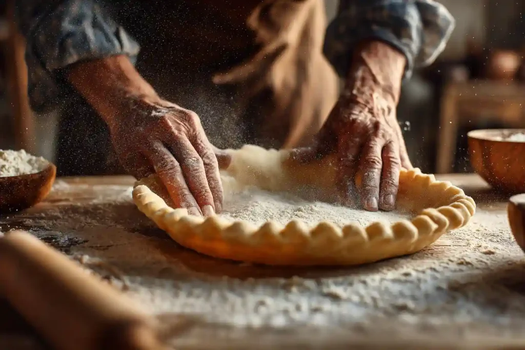 Étaler la pâte sablée au beurre sur un plan fariné
