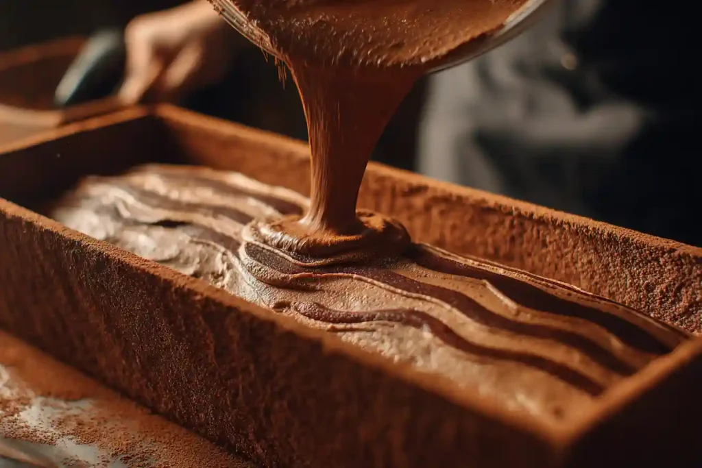 Étapes du montage de la bûche 3 chocolats dans le moule