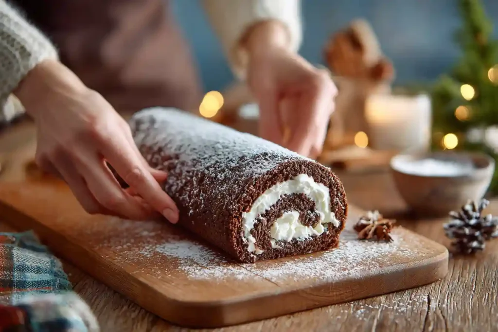 Préparation de la bûche aux fruits rouges