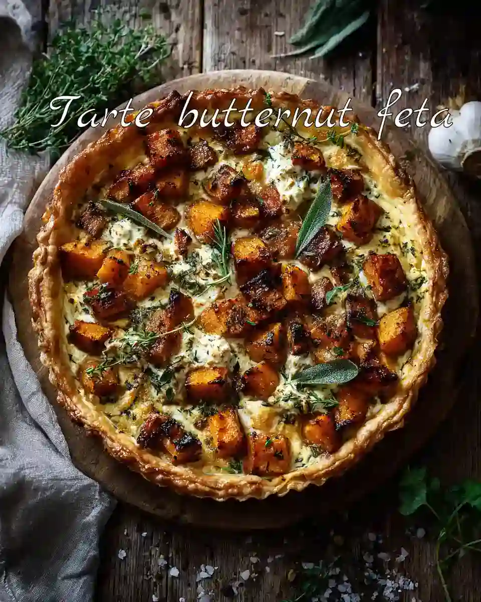 Tarte butternut feta dorée sortie du four