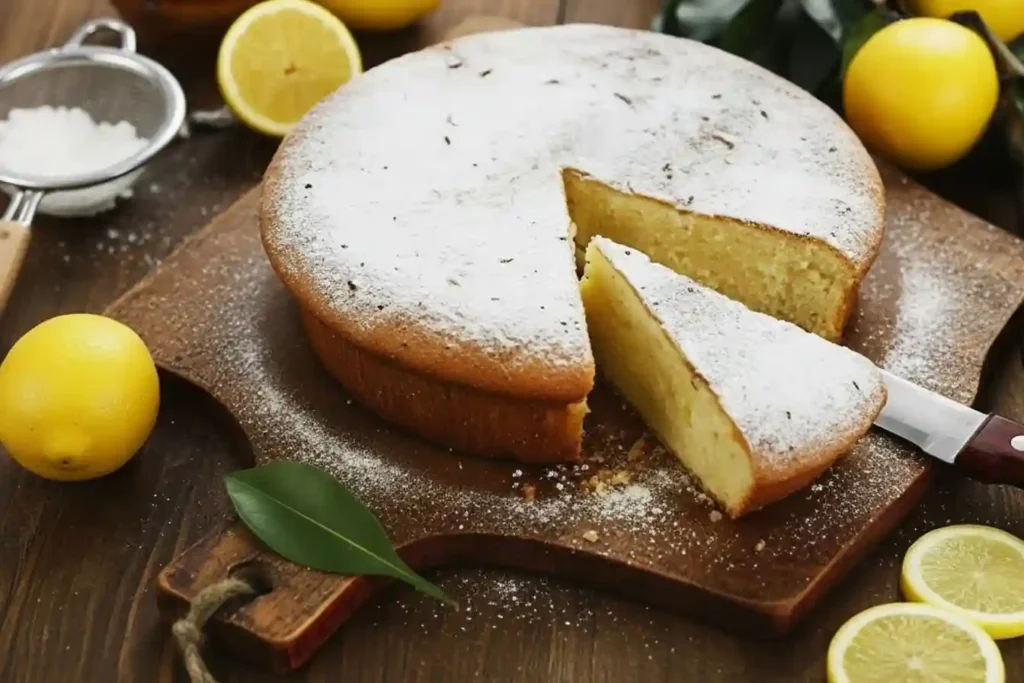 Part de gâteau nuage au citron montrant une mie très aérienne