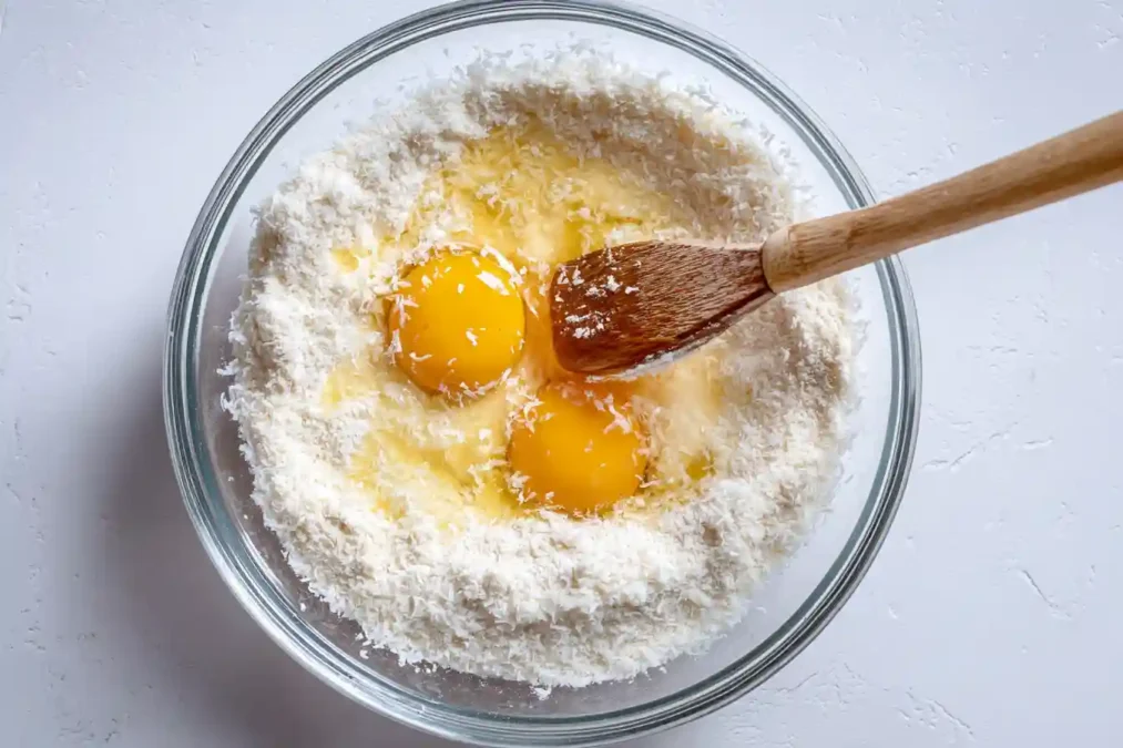Préparation de la pâte pour rochers coco