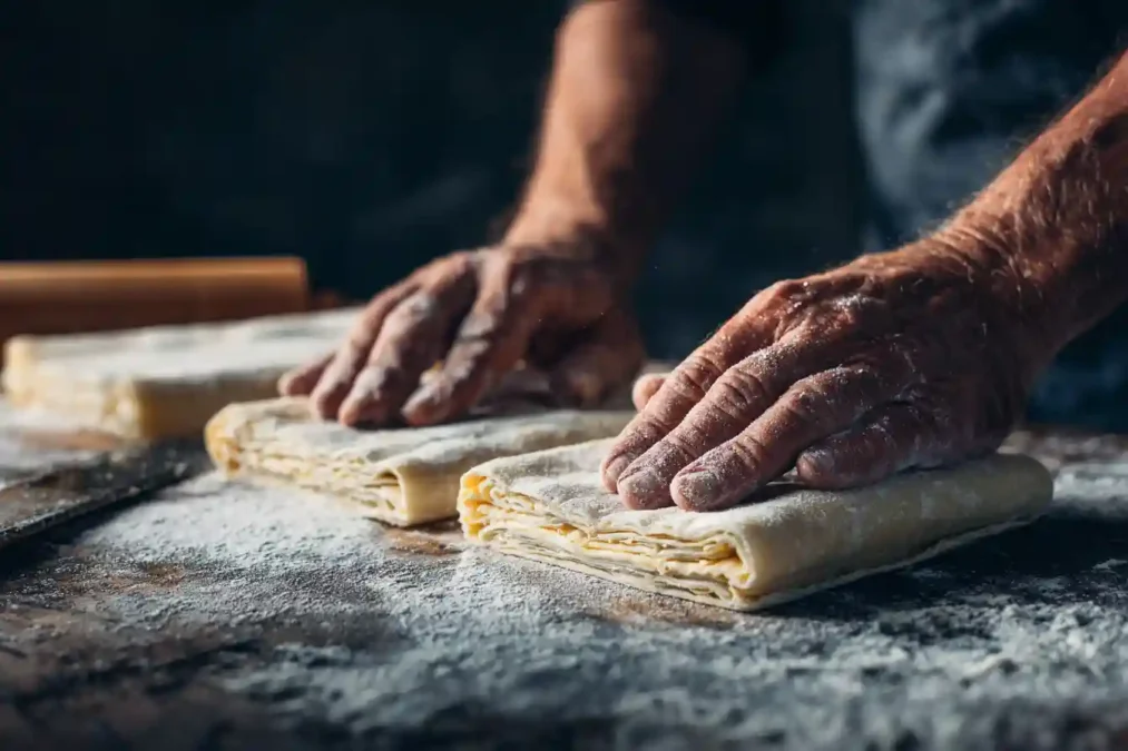 Rouleau de pâte feuilletée coupé pour les Natas