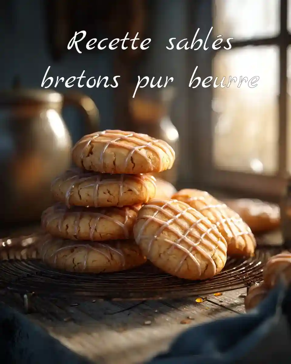Sablés bretons pur beurre dorés sur une grille avec quadrillage brillant