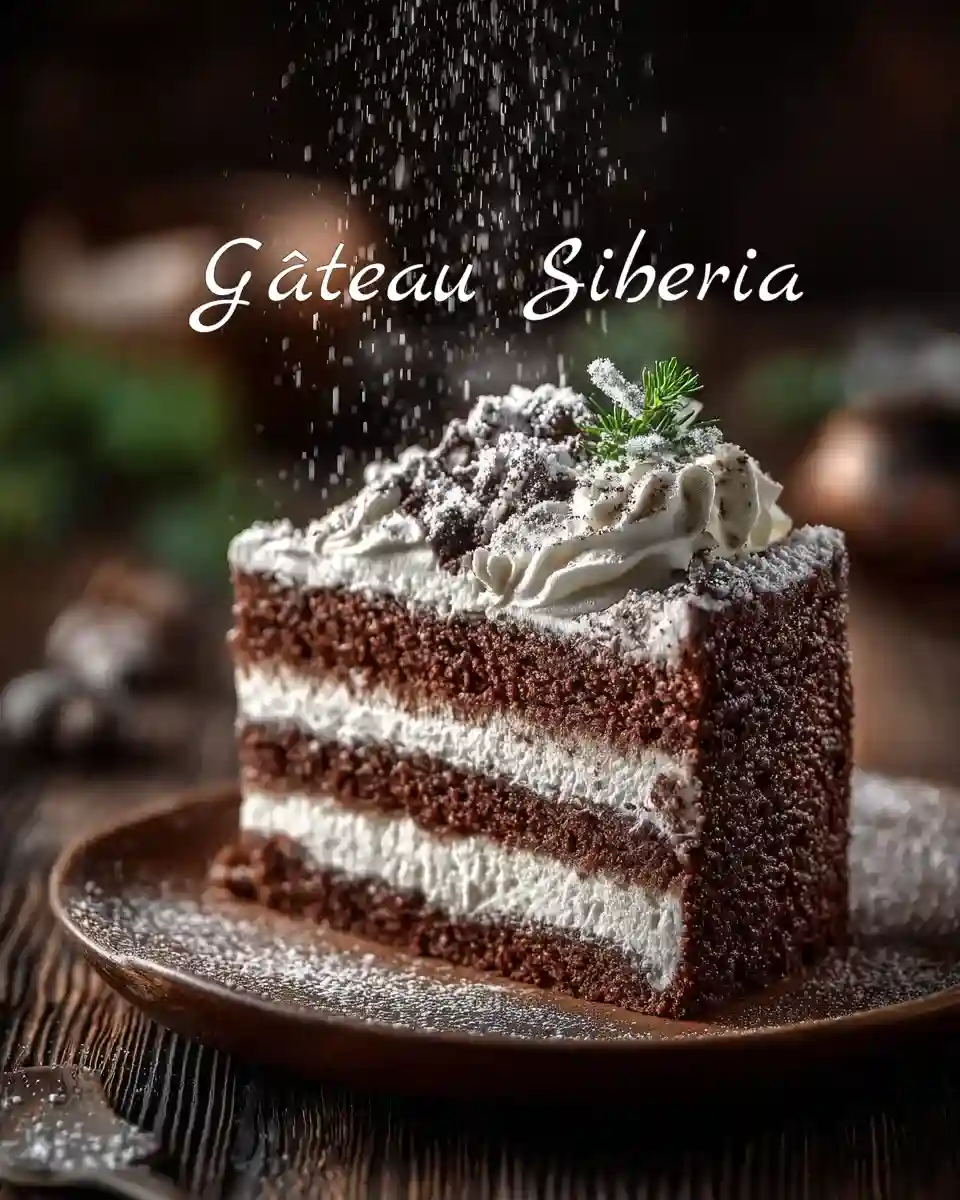 Gâteau Siberia russe sur table en bois