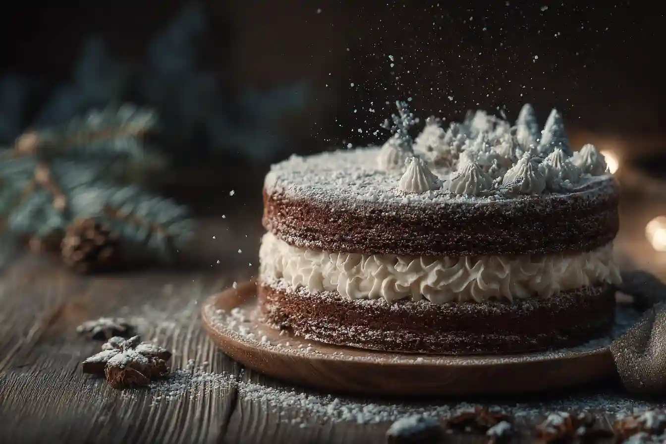 Gâteau Siberia russe sur table en bois