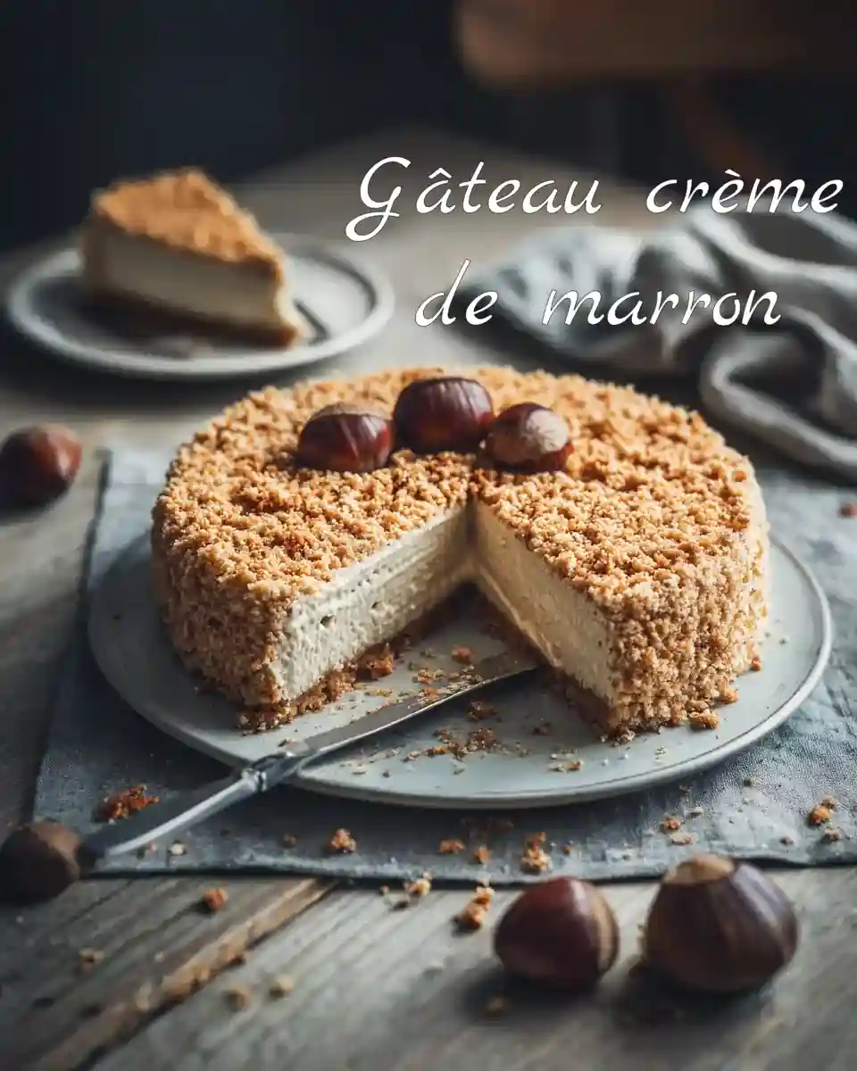 Gâteau crème de marron entier sur table