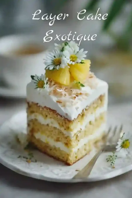 Layer cake exotique avec coco et ananas rôti