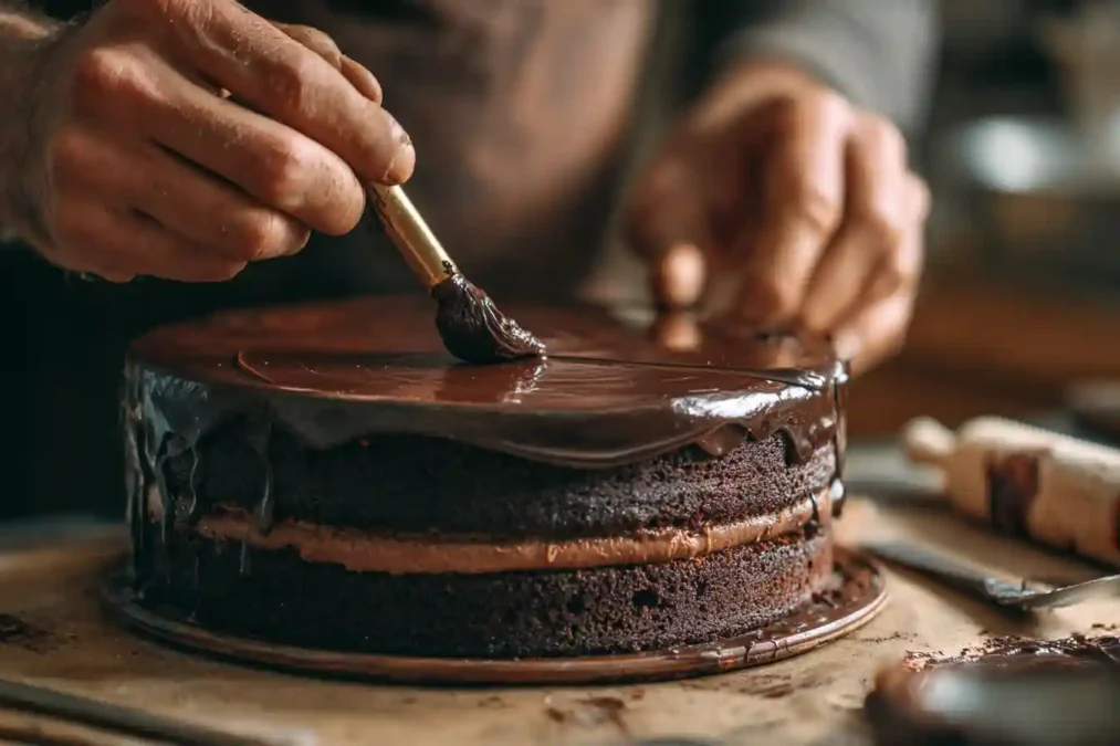 Montage du layer cake chocolat