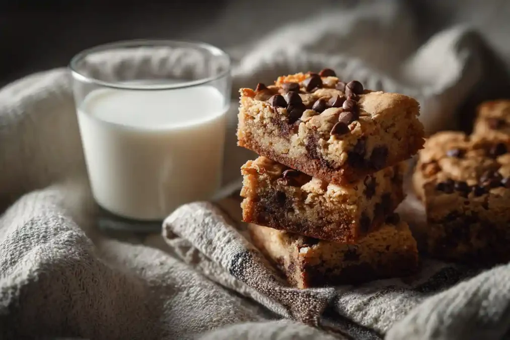Brookies servis avec un verre de lait