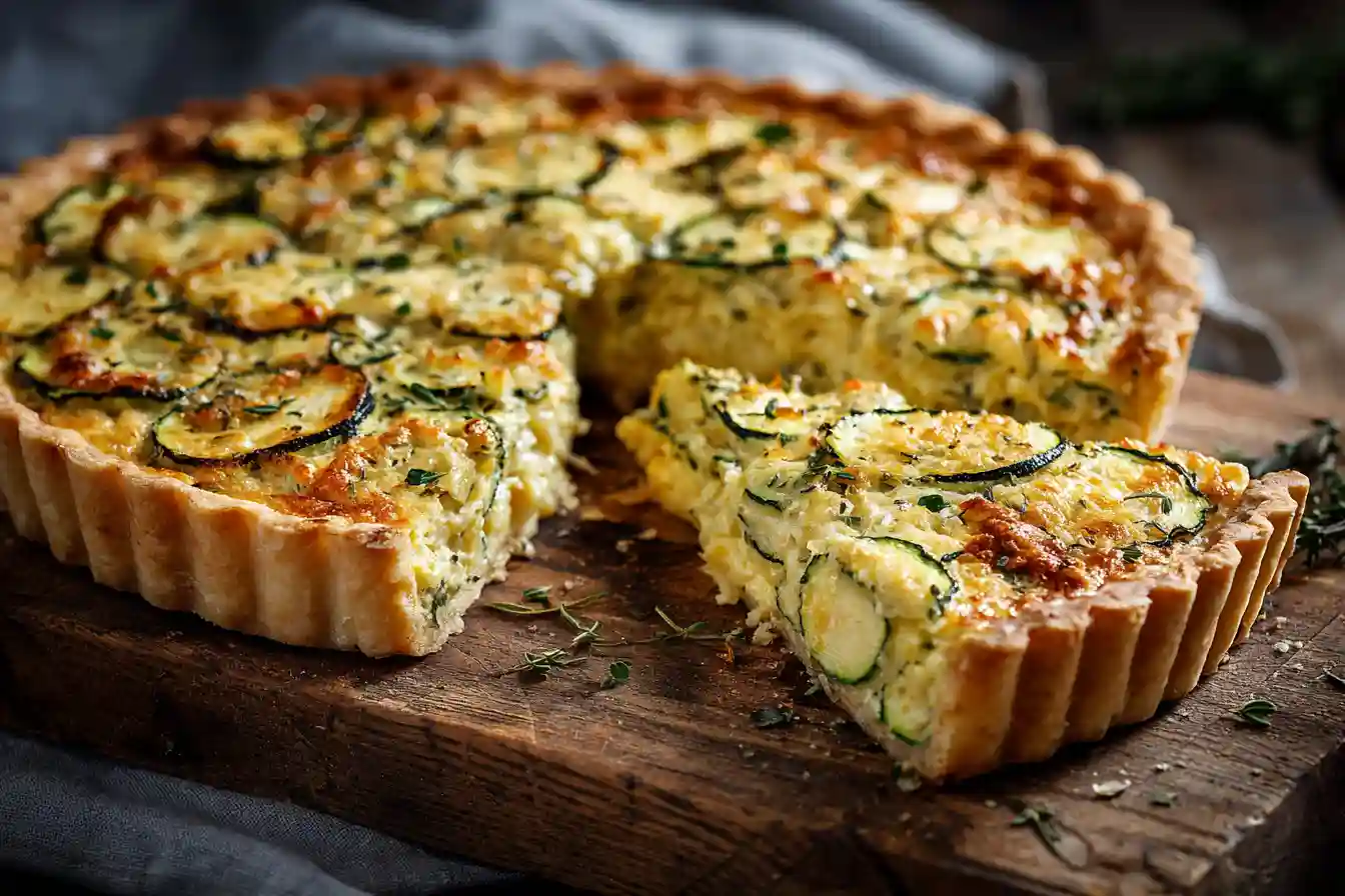 Tarte à la courgette américaine maison dorée au four