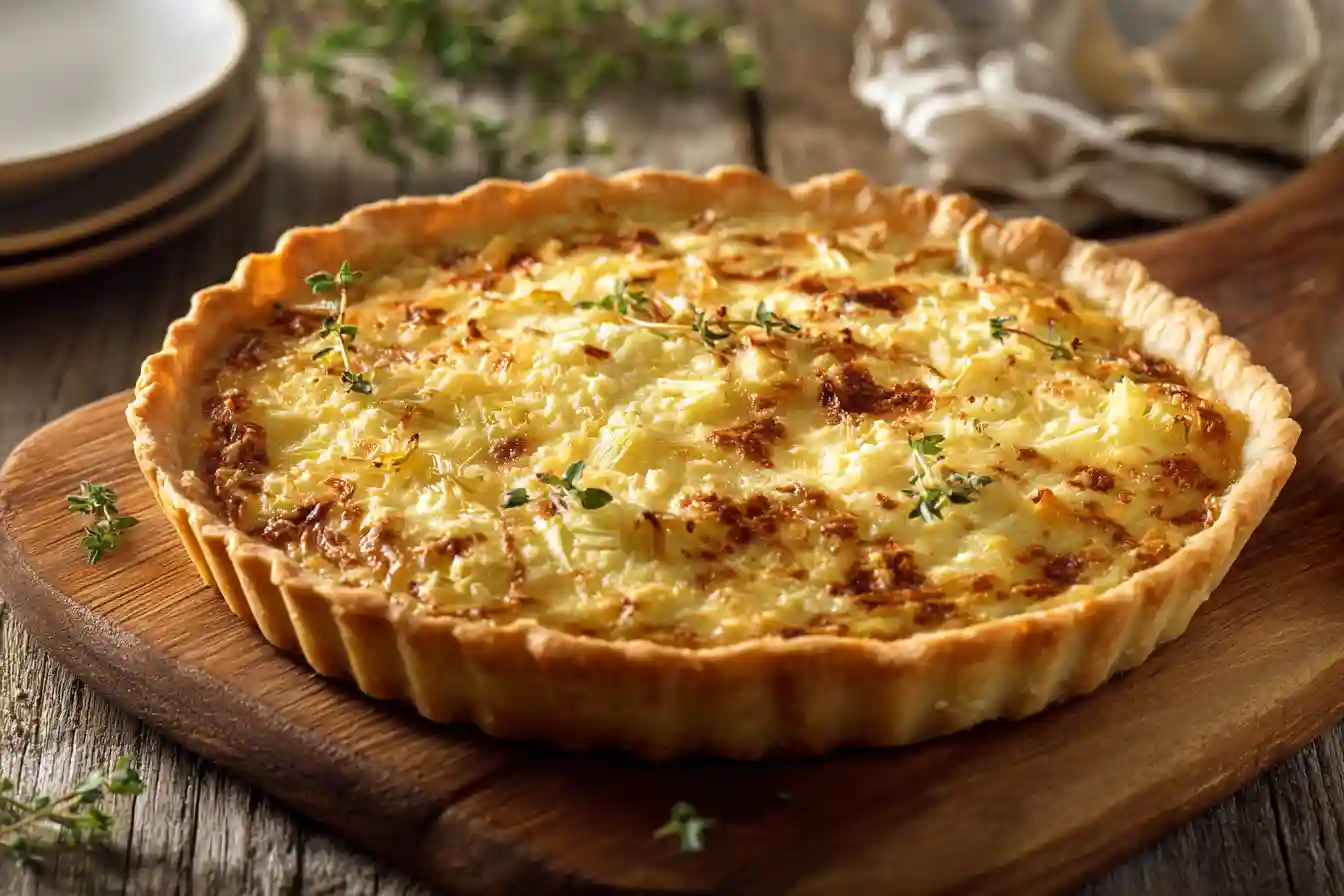 Tarte aux poireaux et parmesan dorée au four