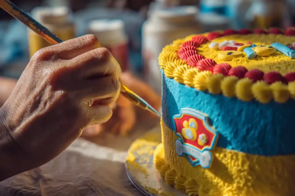 Décoration gâteau Pat Patrouille à la crème au beurre