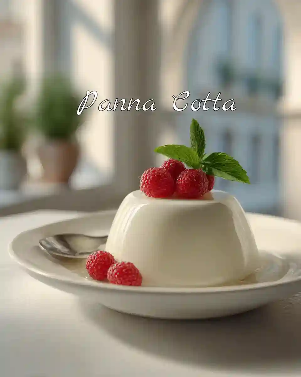 Panna cotta à la vanille avec framboises fraîches