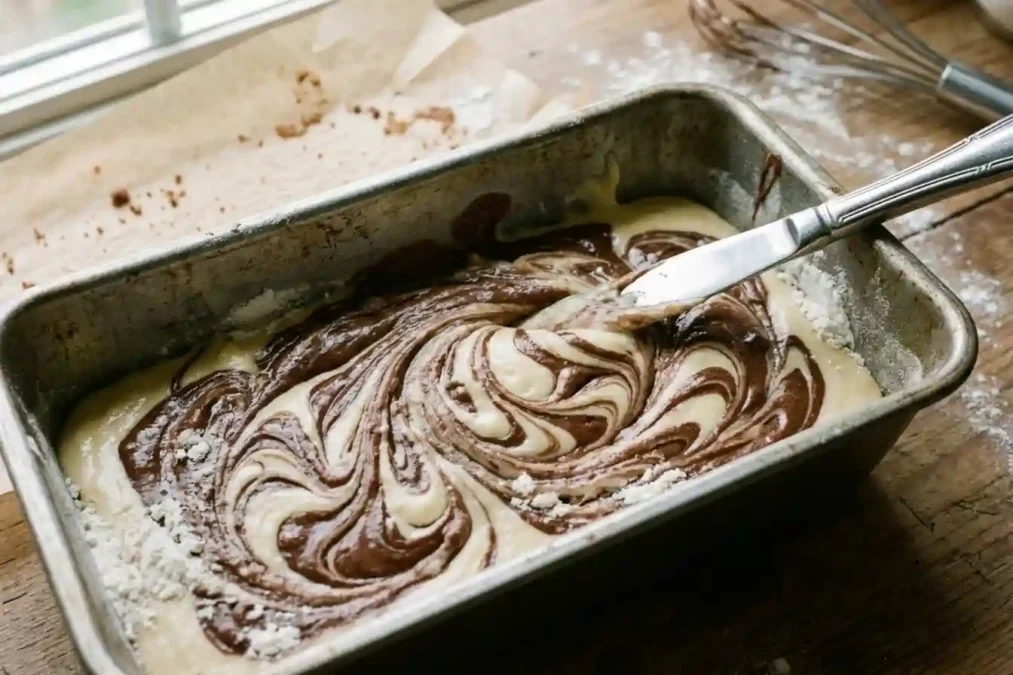Réalisation du marbrage du gâteau
