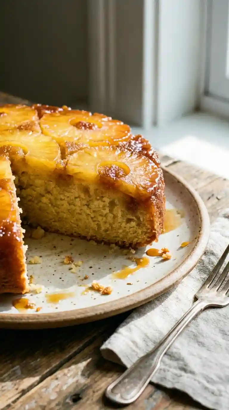 Part de gâteau ananas renversé